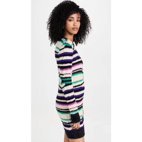 AMUR Lorelle Teddy Striped Sweater Dress Wool Alpaca Blend Size M Mini Winter - Picture 3 of 10